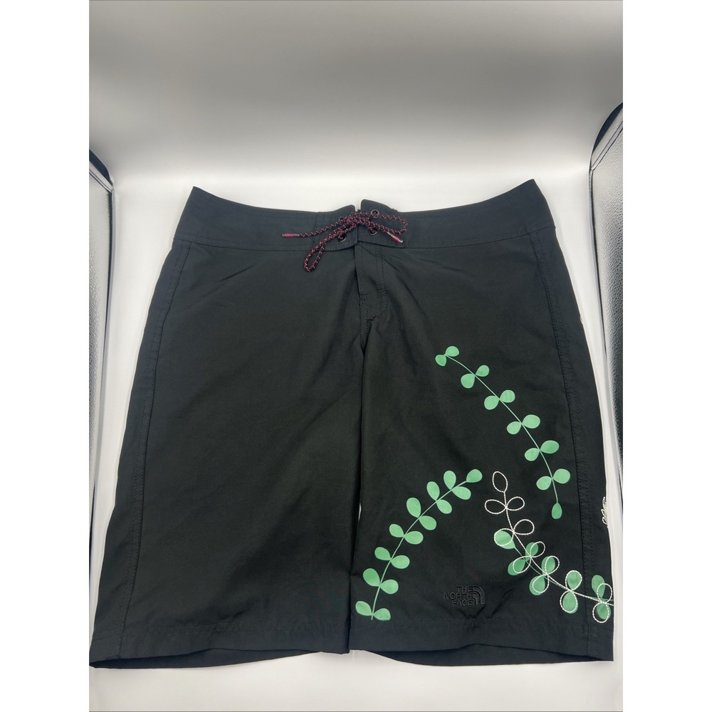 The North Face Board Short Swim Trunks Women Size 6 Black 9" Polyester Swim Surf